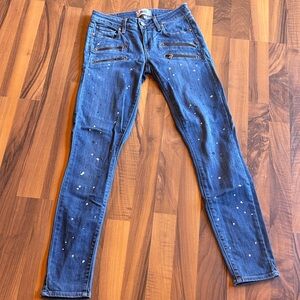 Paige Women's Jeans with Paint Splatter and Zipper Design